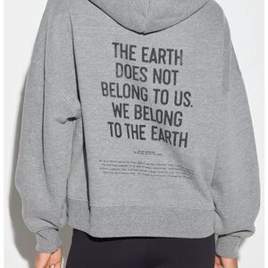 NWT Spiritual Gangster Earth Belair Gray Hoodie with Earth Quote